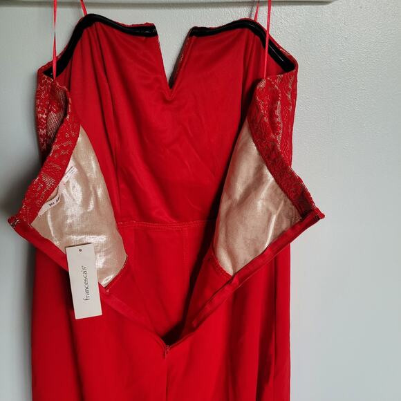 Francesca's Red Strapless Wide-Leg Jumpsuit NWT Women's Size Medium - Picture 4 of 15